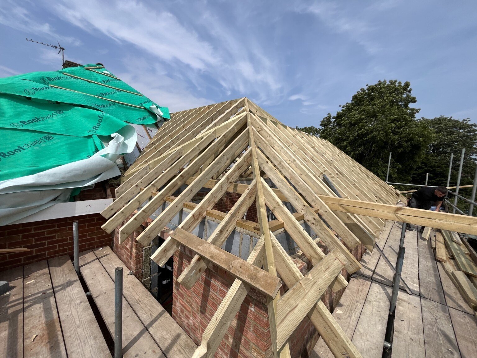 Made-to-measure rafters and roof junctions during cut-roof carpentry in Chichester