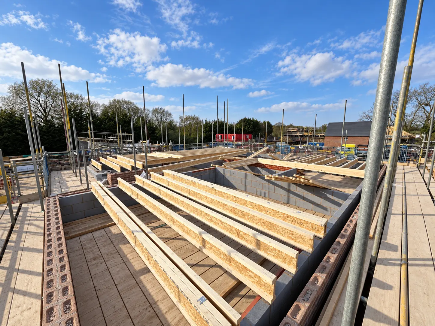 New-build I-joist floor installation across a residential development in West Sussex