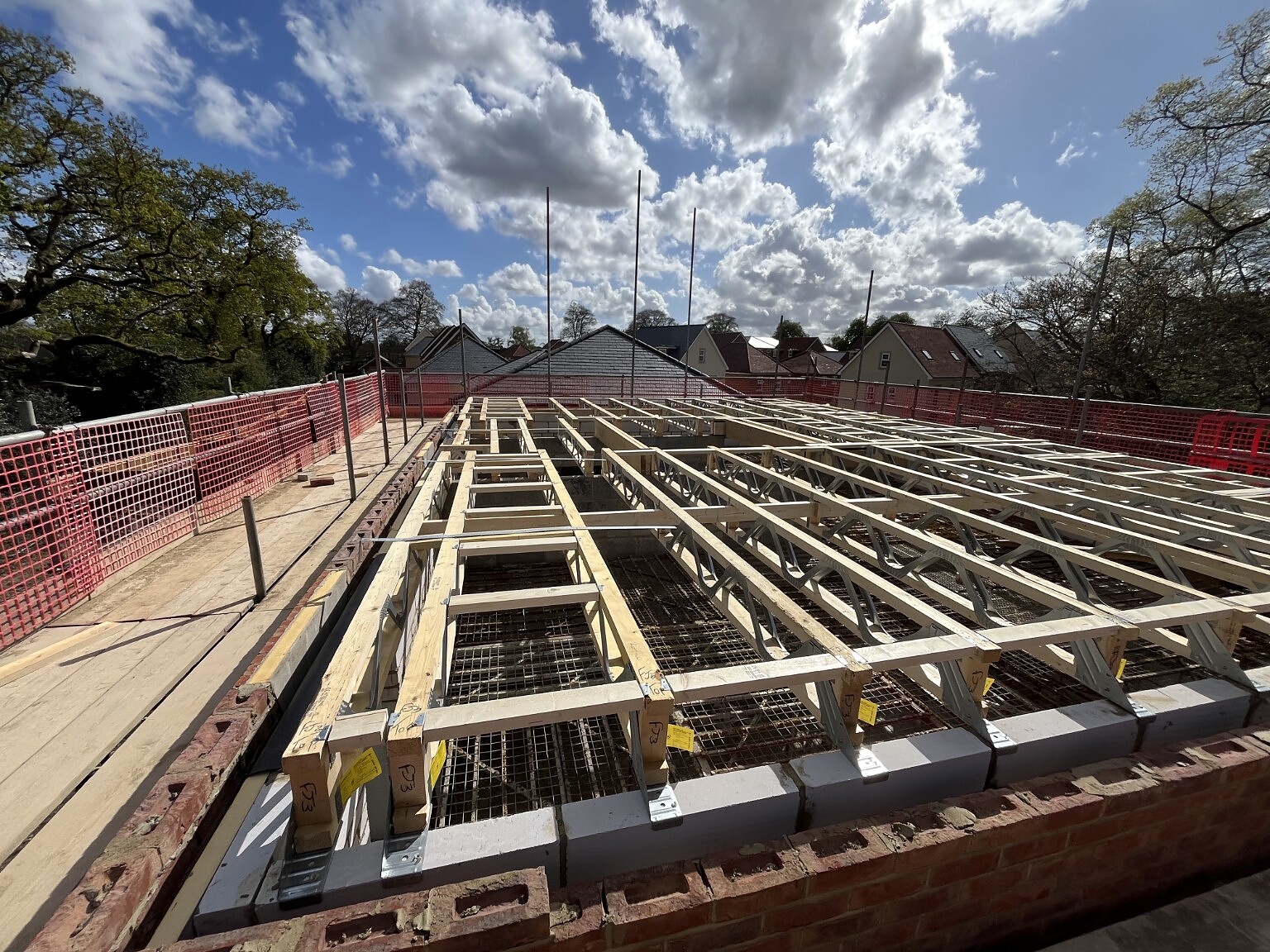 Timber roof frame on a residential construction site