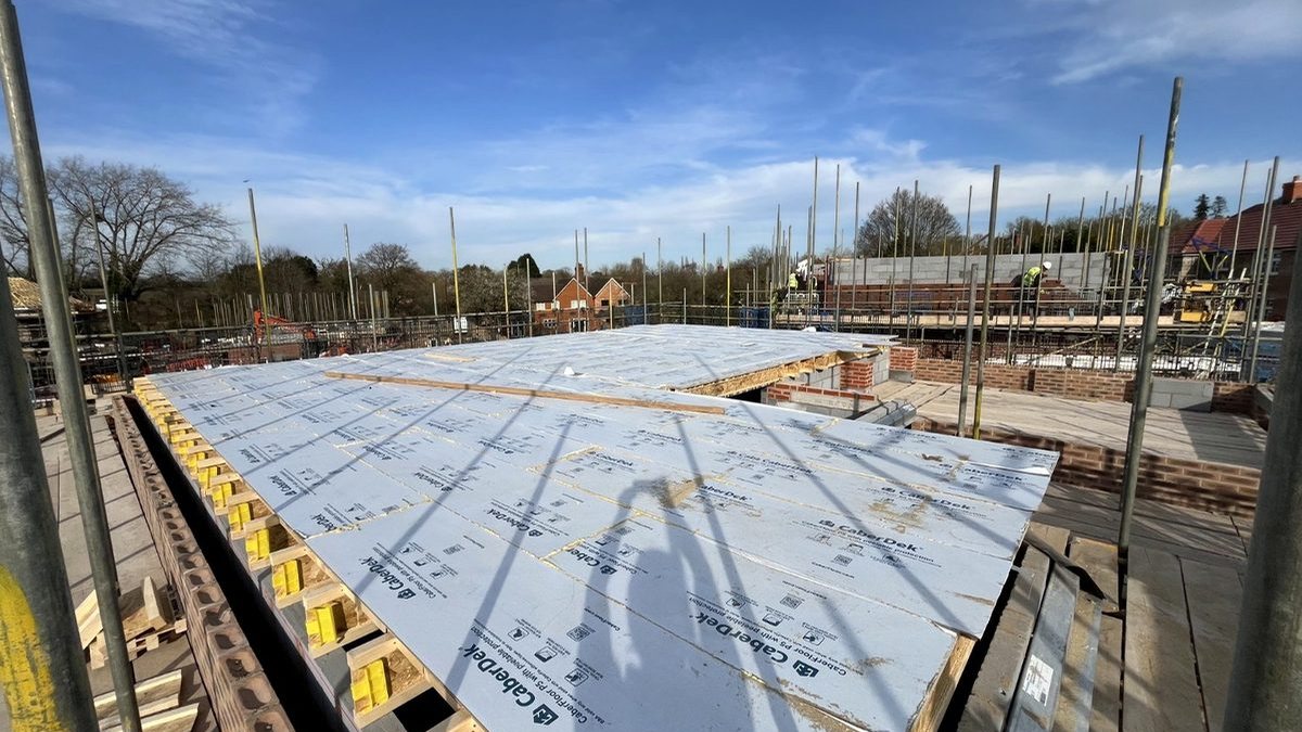New-build timber deck under construction