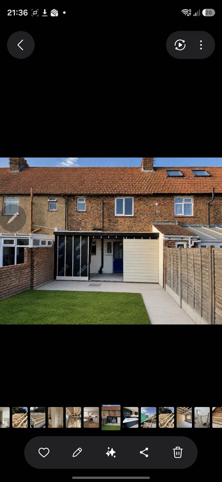 Rear extension exterior at a later stage