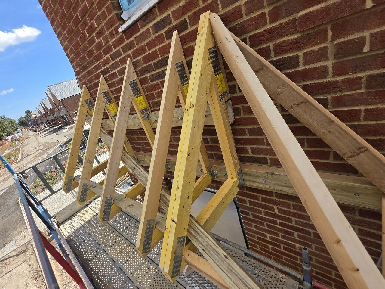 Cantilever front-door canopy trusses installed in Wick, Littlehampton